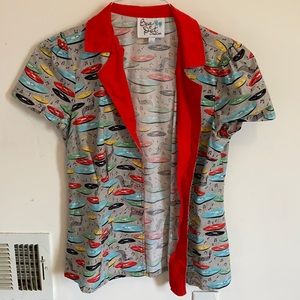 Button down, collared retro record shirt